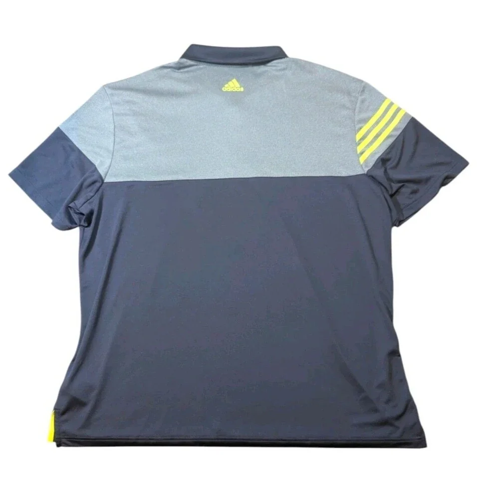 Adidas Golf Polo Shirt 3-Stripes Color Blocked Mens 2XL Blue Green Stripes